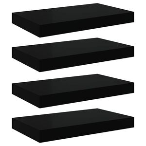 vidaXL &Eacute;tag&egrave;re murale flottante 4 pcs Noir brillant 40x23x3,8 cm MDF