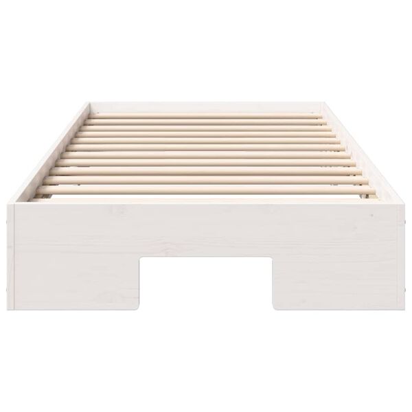 vidaXL Cadre de lit sur&eacute;lev&eacute; Blanc 75 x 190 cm Bois massif en pin