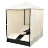 vidaXL Chaise longue double avec rideaux R&eacute;sine tress&eacute;e Noir