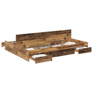 vidaXL Cadre de lit avec rangement avec porte Bois Ancien 140 x 200 cm