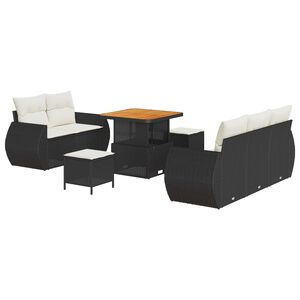 vidaXL Ensemble de canap&eacute; de jardin 8 pcs Noir polyrotin