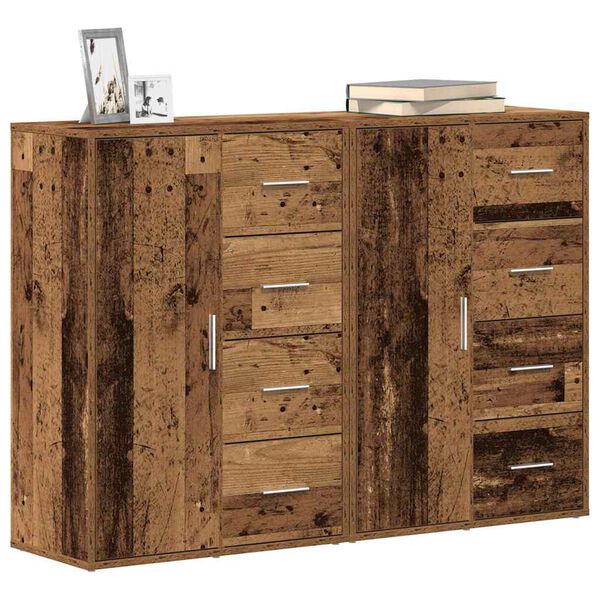 vidaXL Buffet 2 pcs Bois ancien 60 x 31 x 84 cm Bois d'ing&eacute;nierie