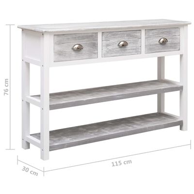 vidaXL Buffet Antique Gris 115x30x76 cm Bois