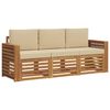 vidaXL Ensembles de canap&eacute;s 3 pc Naturel et Beige Bois d'Acacia Massif