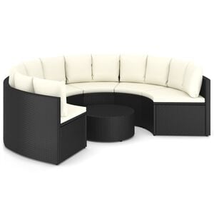 vidaXL Salon de jardin 7 pcs avec coussins R&eacute;sine tress&eacute;e Noir