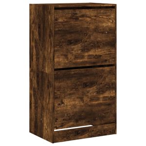 vidaXL Armoire &agrave; chaussures 2 tiroirs rabattables ch&ecirc;ne fum&eacute;