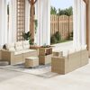 vidaXL Ensemble de canap&eacute; de jardin 9 pcs Beige et cr&egrave;me Poly Rattan