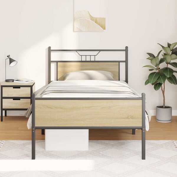 vidaXL Cadre de lit sans matelas ch&ecirc;ne sonoma 107x203 cm