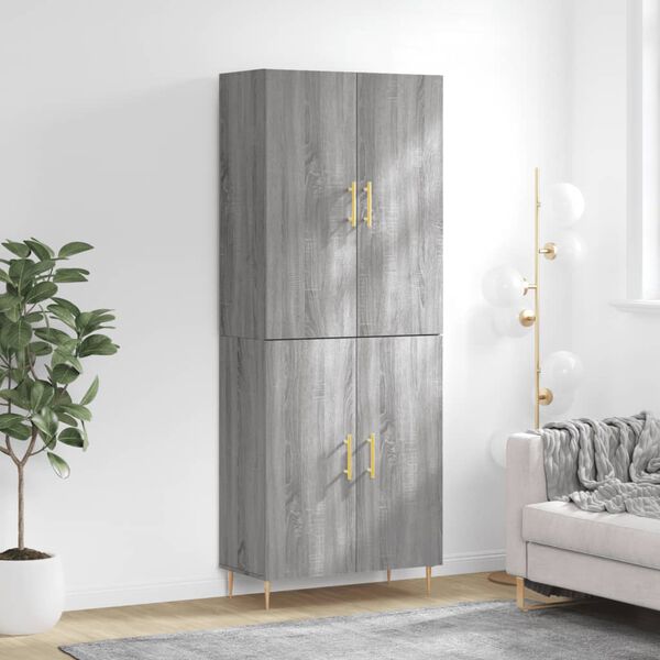 vidaXL Buffet haut Sonoma gris 69,5x34x180 cm Bois d'ing&eacute;nierie