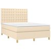 vidaXL Sommier &agrave; lattes de lit et matelas et LED Cr&egrave;me 140x190cm Tissu