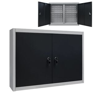 vidaXL Armoire &agrave; outils murale Style Industriel M&eacute;tal Gris et noir