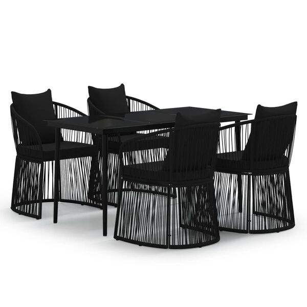 vidaXL Ensemble &agrave; manger de jardin avec coussins 5 pcs Noir