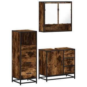 vidaXL Ensemble de meubles de salle de bain 3 pcs Ch&ecirc;ne fum&eacute;