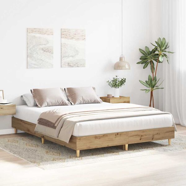 vidaXL Cadre de lit sans matelas ch&ecirc;ne artisanal 90x190 cm