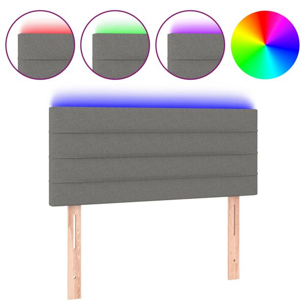 vidaXL T&ecirc;te de lit &agrave; LED Gris fonc&eacute; 80x5x78/88 cm Tissu