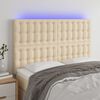 vidaXL T&ecirc;te de lit &agrave; LED Cr&egrave;me 144x5x118/128 cm Tissu