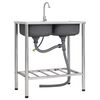 vidaXL Évier de camping Double lavabo avec robinet Acier inoxydable