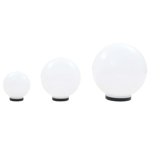 vidaXL Jeu de lampe boule à LED 3 pcs PMMA sphérique 20/30/40 cm