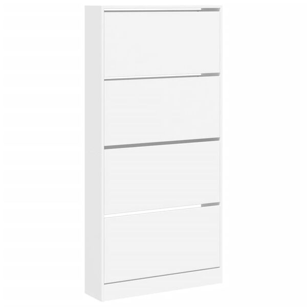 vidaXL Armoire &agrave; chaussures 4 tiroirs rabattables blanc 80x21x163,5 cm