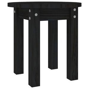 vidaXL Table basse Noir &Oslash; 35x35 cm Bois massif de pin