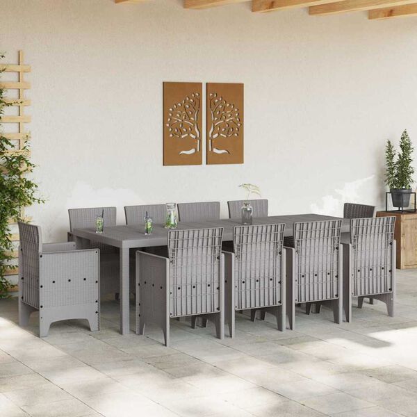 vidaXL Ensemble de salle &agrave; manger pour jardin 11 pcs Gris clair