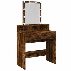 vidaXL Coiffeuse avec LED ch&ecirc;ne fum&eacute; 80x41x144,5 cm