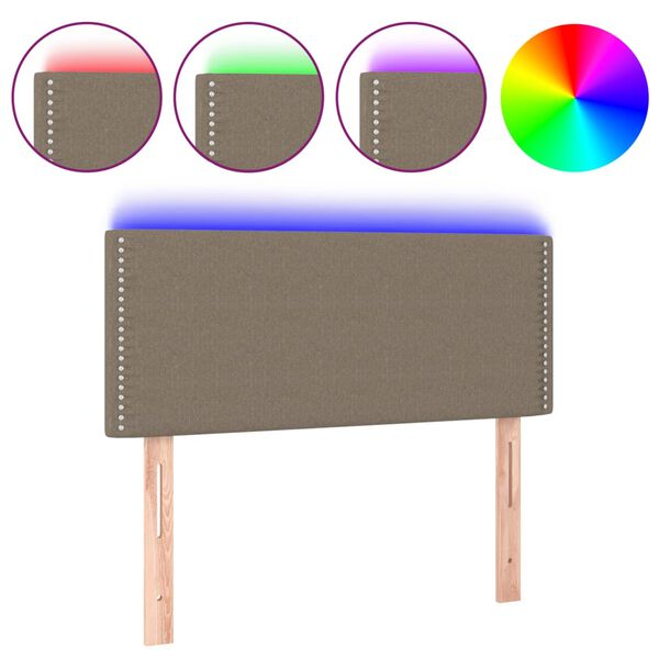 vidaXL T&ecirc;te de lit &agrave; LED Taupe 90x5x78/88 cm Tissu
