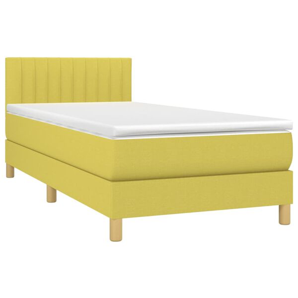 vidaXL Sommier &agrave; lattes de lit avec matelas et LED Vert 90x200cm Tissu