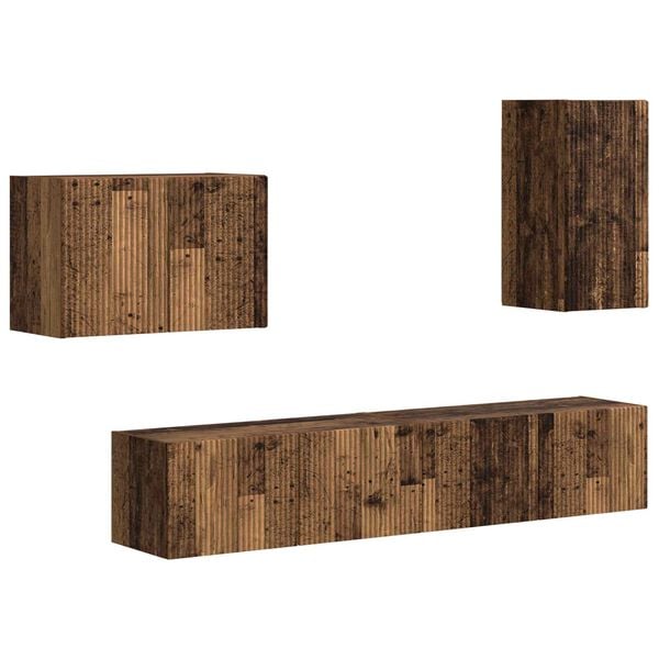 vidaXL Ensemble de meuble TV mural 4 pcs Bois ancien Bois d'ing&eacute;nierie