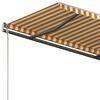 vidaXL Auvent r&eacute;tractable manuel et poteaux 3,5x2,5 m Jaune et blanc
