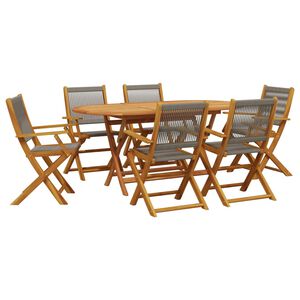 vidaXL Ensemble &agrave; Manger de jardin 7pcs gris polypropyl&egrave;ne bois massif