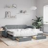 vidaXL Lit de jour avec gigogne et tiroirs gris clair 90x200 cm tissu