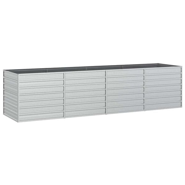 vidaXL Lit sur&eacute;lev&eacute; de jardin 320x80x77 cm Acier galvanis&eacute; Argent&eacute;