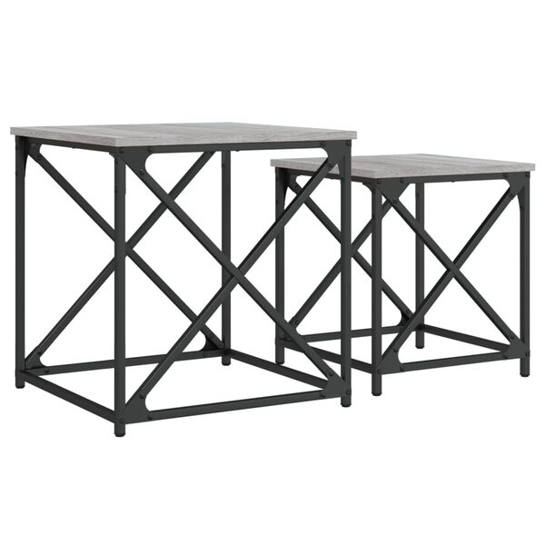 vidaXL Tables basses gigognes 2 pcs sonoma gris bois d'ing&eacute;nierie