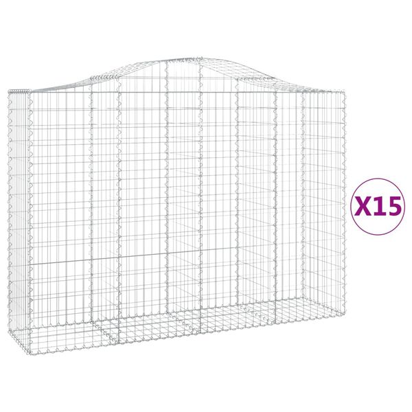 vidaXL Paniers &agrave; gabions arqu&eacute;s 15 pcs 200x50x140/160 cm Fer galvanis&eacute;