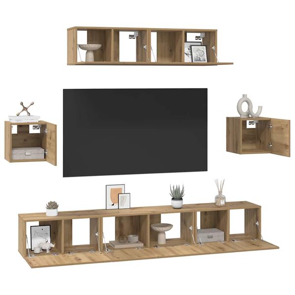 vidaXL Ensemble meuble TV 7 pcs Ch&ecirc;ne artisanal Bois d'ing&eacute;nierie