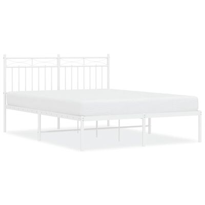 vidaXL Cadre de lit métal sans matelas et tête de lit blanc 135x190 cm