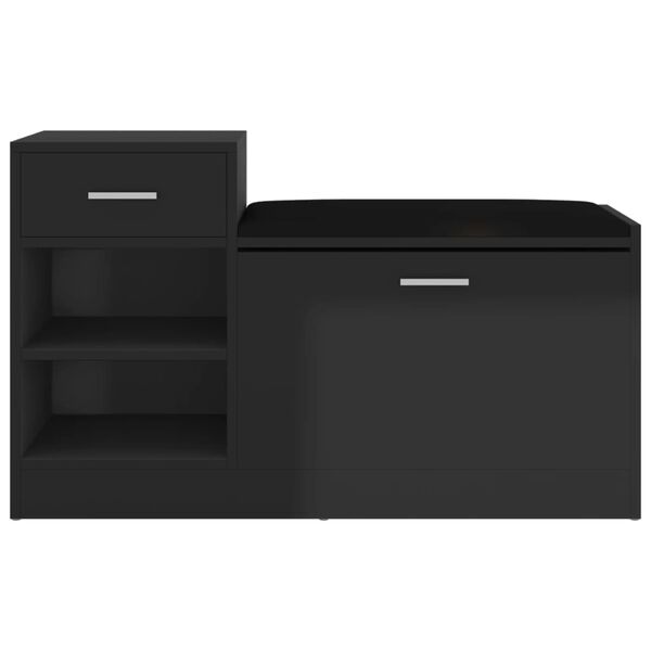 vidaXL Banc &agrave; chaussures Noir brillant 94,5x31x57 cm Agglom&eacute;r&eacute;