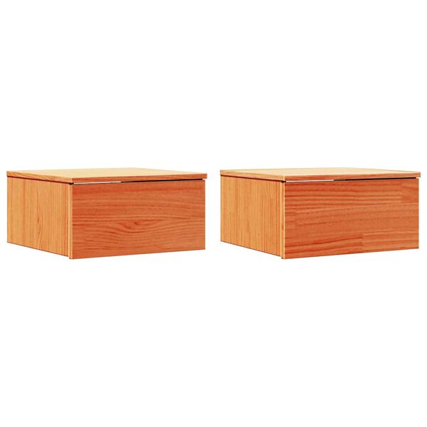 vidaXL Table de chevet avec tiroir 2 pcs Brun cire 37 x 35 x 18,5 cm