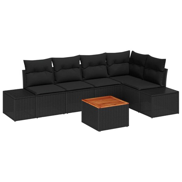 vidaXL Ensemble de canap&eacute; de jardin 6 pcs Noir