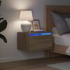 vidaXL Table de chevet murale avec lumi&egrave;res LED ch&ecirc;ne sonoma