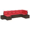 vidaXL Ensemble de canap&eacute; de jardin 7 pcs Marron polyrotin