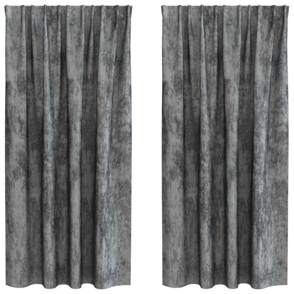 vidaXL Rideaux en velours 2 pcs Gris 175 x 140 cm Velours