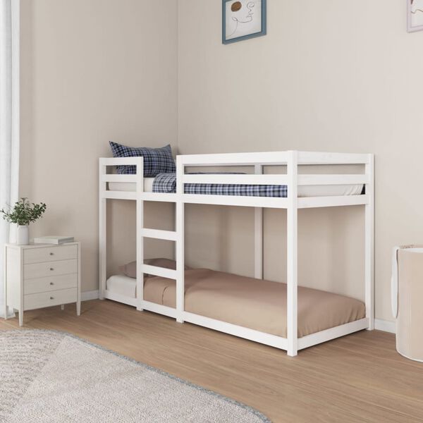 vidaXL Lit superpos&eacute; sans matelas blanc 75x190 cm bois de pin massif