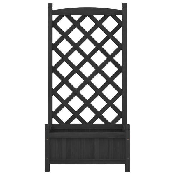 vidaXL Jardini&egrave;re avec treillis noir bois massif de sapin