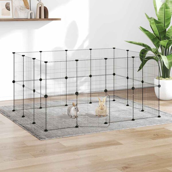 vidaXL Cage animaux de compagnie à 28 panneaux et porte Noir 35x35 cm