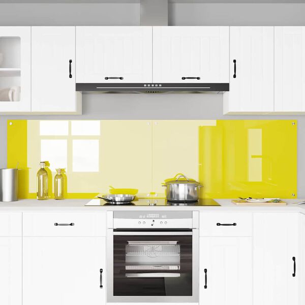 vidaXL Protection de cuisine 2 pcs Jaune 110 x 60 cm verre tremp&eacute;