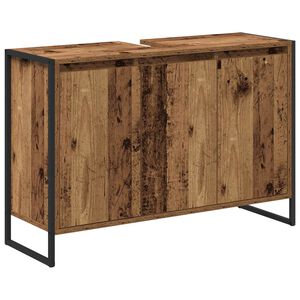 vidaXL Cabinet de salle de bain avec porte Bois Ancien 90 x 30 x 60 cm