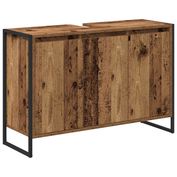 vidaXL Cabinet de salle de bain avec porte Bois Ancien 90 x 30 x 60 cm
