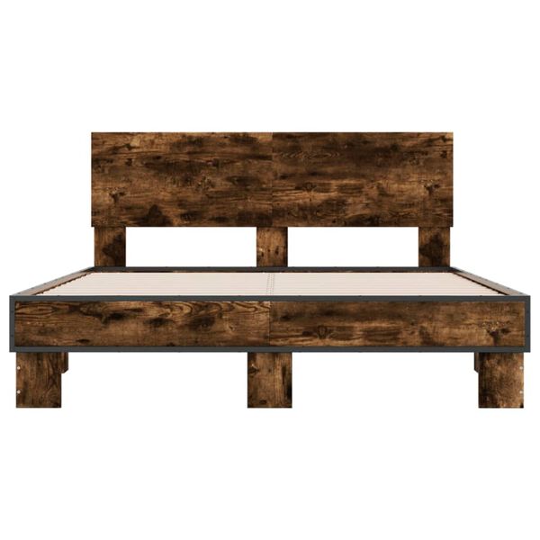 vidaXL Cadre de lit sans matelas ch&ecirc;ne fum&eacute; 120x190 cm